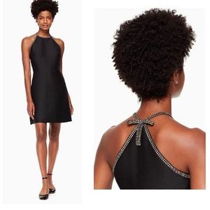 Kate Spade Black Halter Dress with Silver Accents